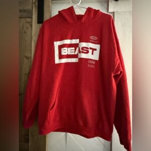 MR BEAST Unisex Red Logo Hoodie (Size L) RARE FIND